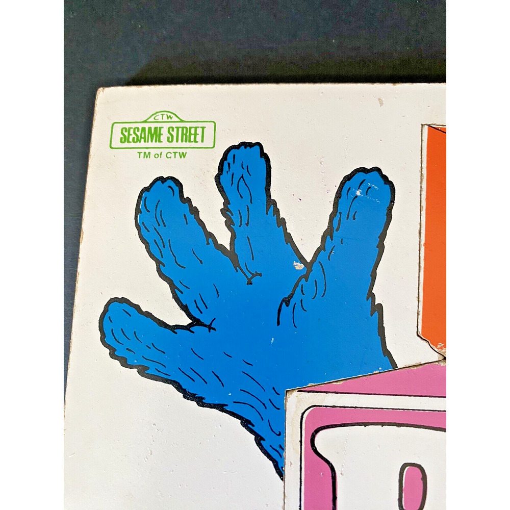 Vintage Playskool 1974 Sesame Street Grover Wooden Wood Puzzle Blocks Letters - Picture 9 of 9